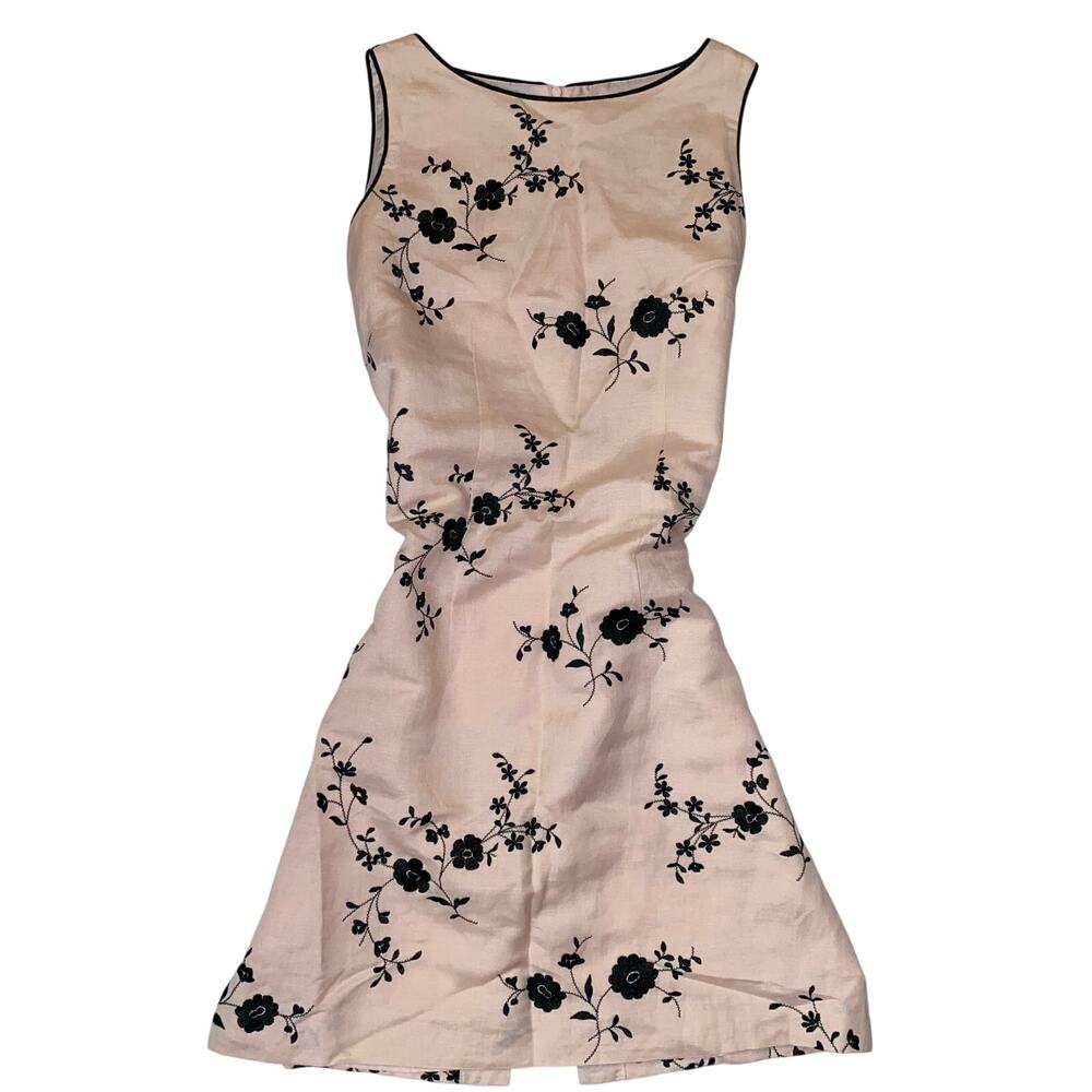 Vintage Romantic Floral Embroidered Coquette Pastel Dusty Pink Soft Midi Dress - Picture 11 of 13